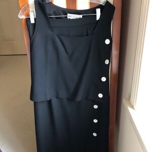 Elegant vintage Black Sleeveless sleeveless top and skirt
